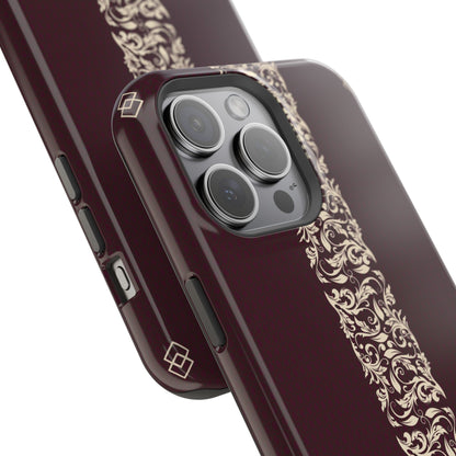 Red Dark and Beige geometric Design Iphone Magnetic Tough Case