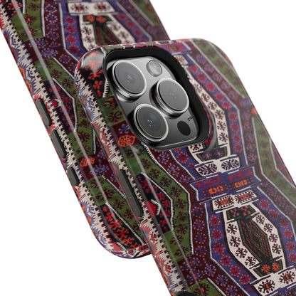Purple and Green Geometric  Design - Iphone Magnetic Tough Case