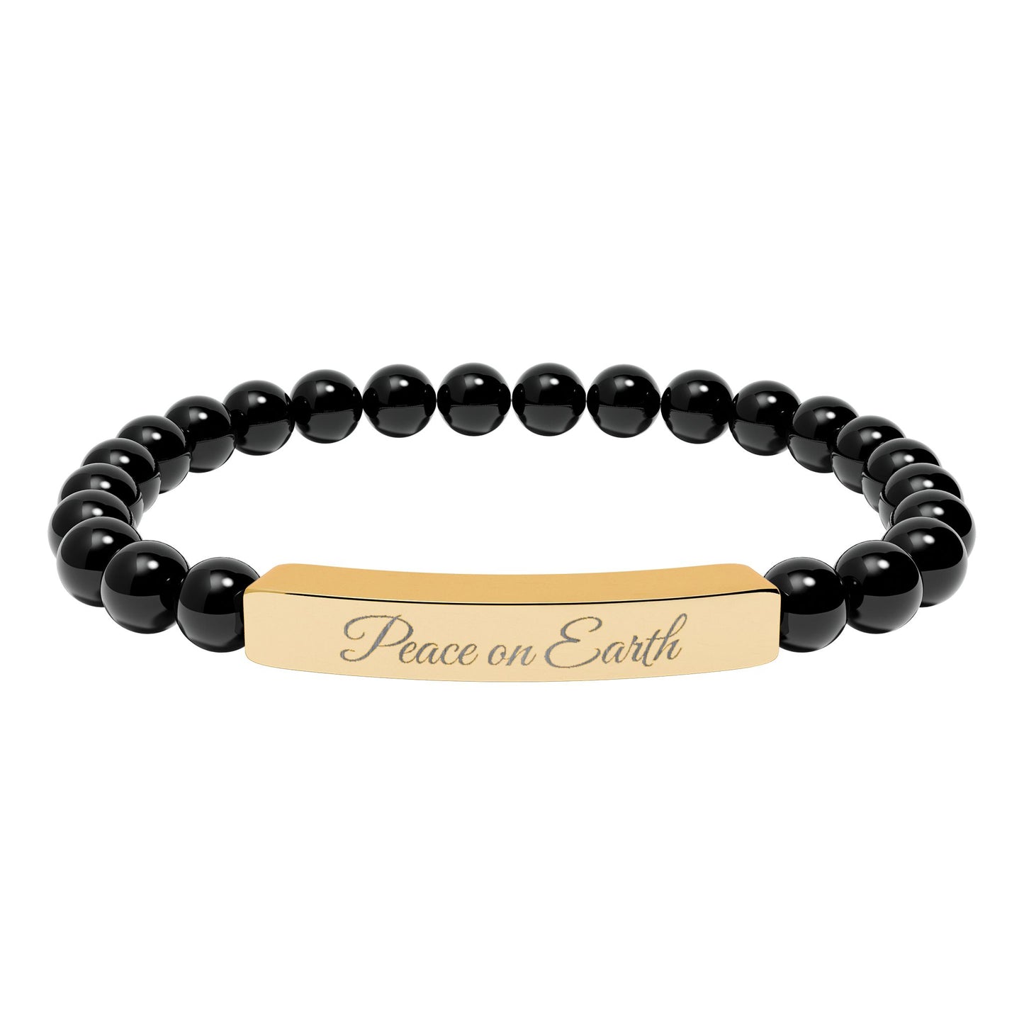 “Peace on Earth 🌍 ” Engraved Natural Stone Bracelet - Meaningful Gift for Mindfulness and Style