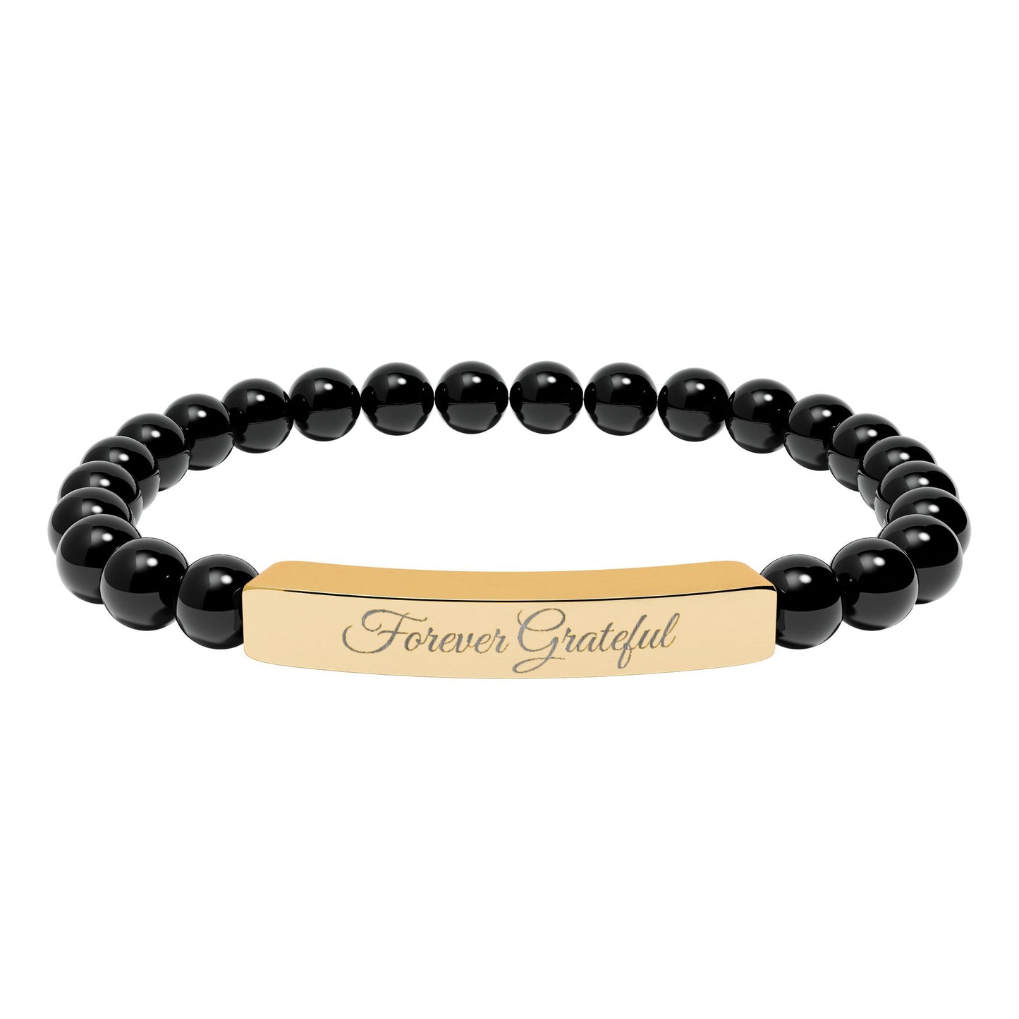 “Forever Grateful” Engraved -Natural Stone Bracelet