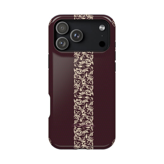 Red Dark and Beige geometric Design Iphone Magnetic Tough Case