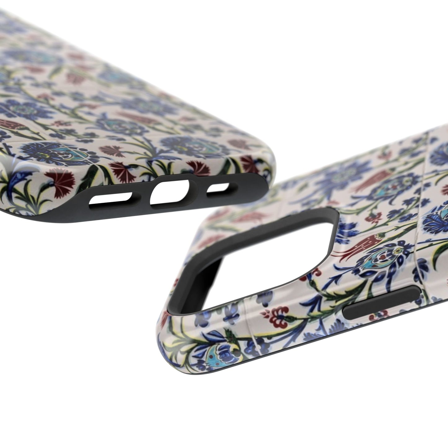 Blue ceramic Floral Design - Iphone Magnetic Tough Case