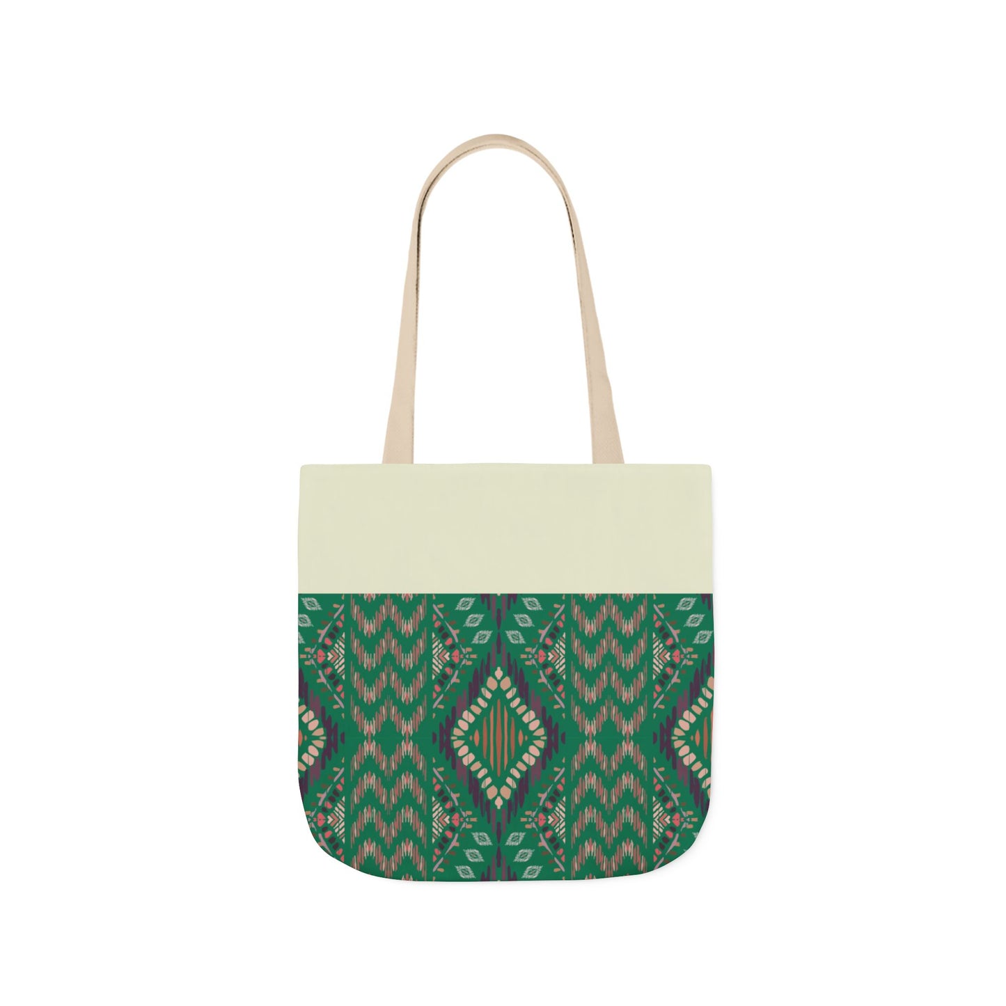 Green Emerald geometric Designs  Tote Bag, 3-Color Straps