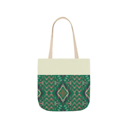 Green Emerald geometric Designs  Tote Bag, 3-Color Straps