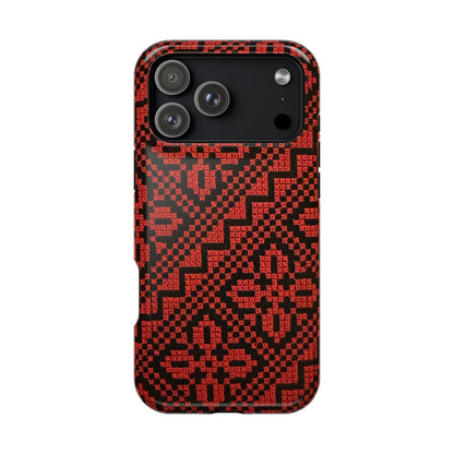Red and Black Tatreez Design - Iphone Magnetic Tough Case
