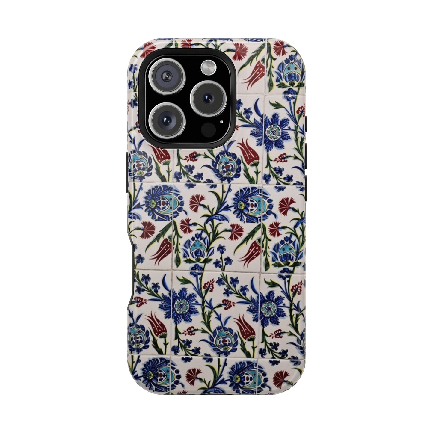 Blue ceramic Floral Design - Iphone Magnetic Tough Case