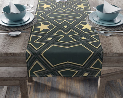 Masjid Al Haram Elegant Geometric Table Runner - Perfect for Dining & Celebrations