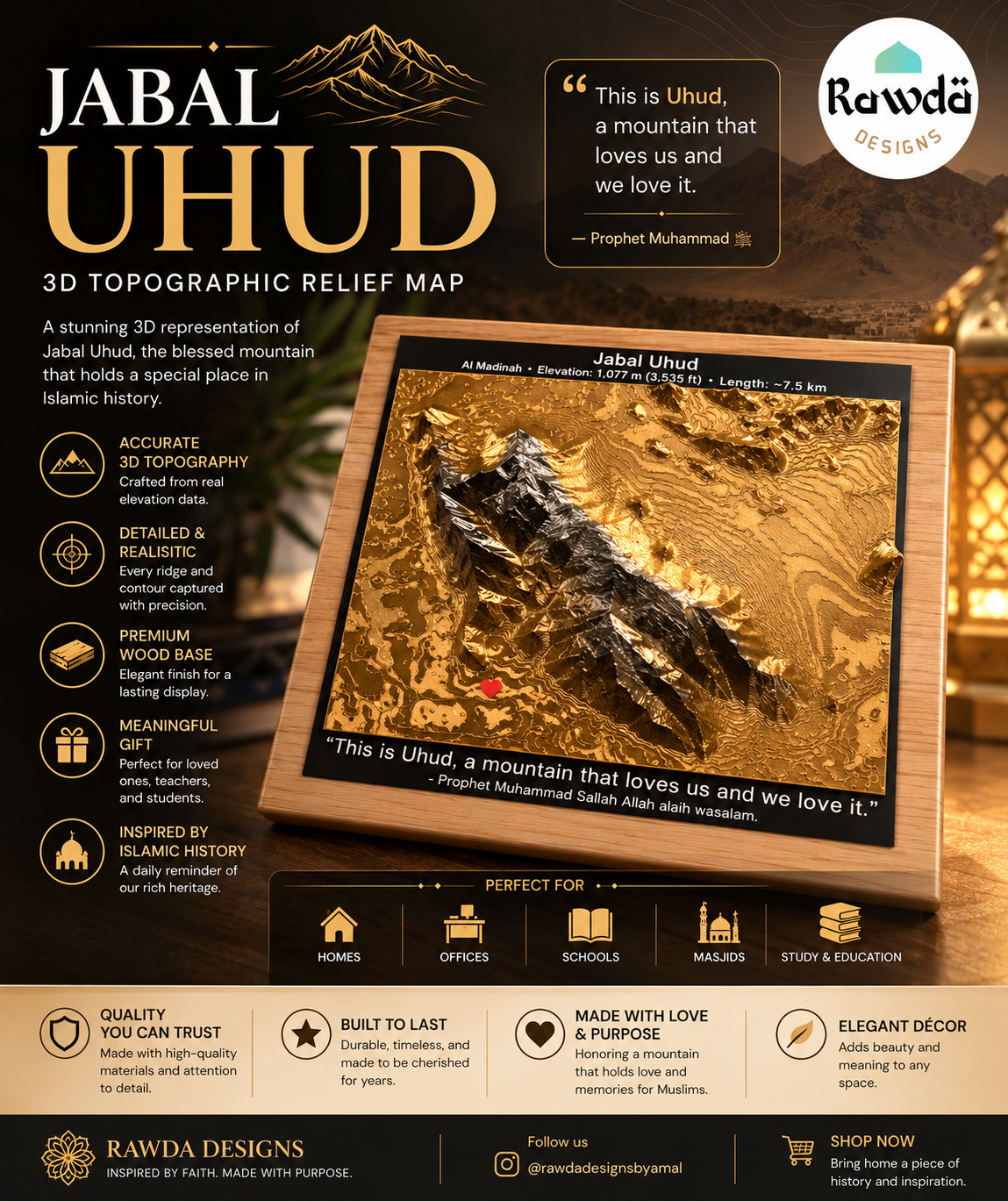 Jabal Uhud 3D Topographic Map