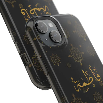 Personalized Arabic Calligraphy - Iphone Magnetic Impact-Resistant Phone Case - Golden Snowflake Design Phone Case