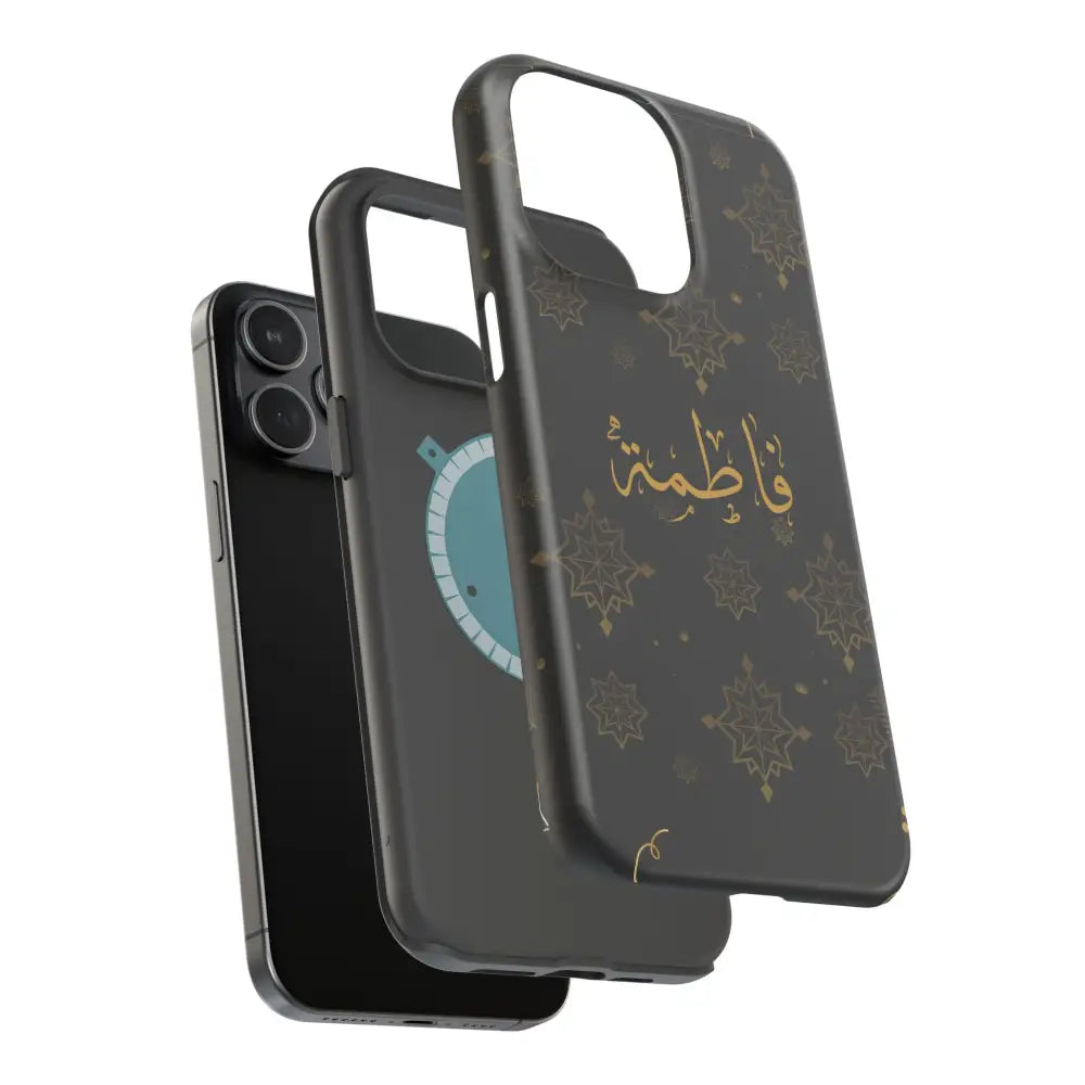 Personalized Arabic Calligraphy - Iphone Magnetic Impact-Resistant Phone Case - Golden Snowflake Design Phone Case