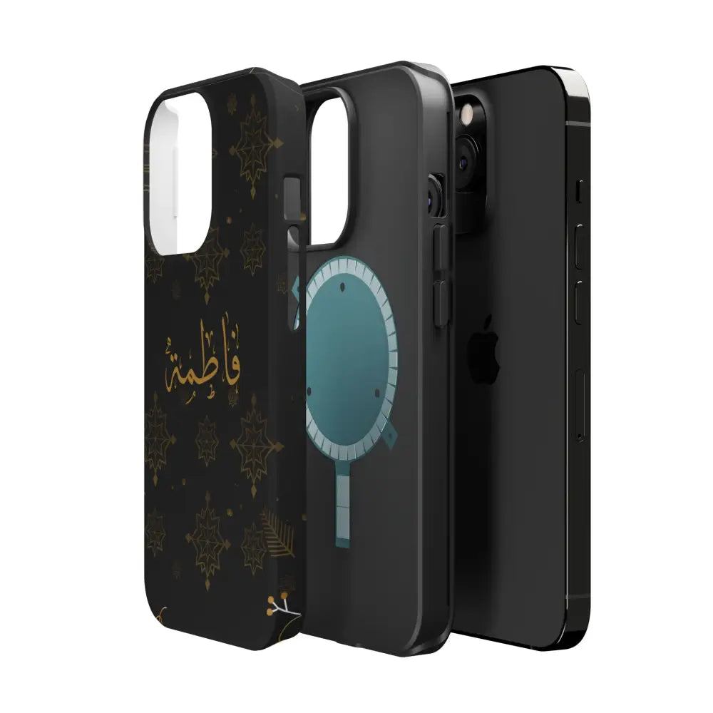 Personalized Arabic Calligraphy - Iphone Magnetic Impact-Resistant Phone Case - Golden Snowflake Design Phone Case