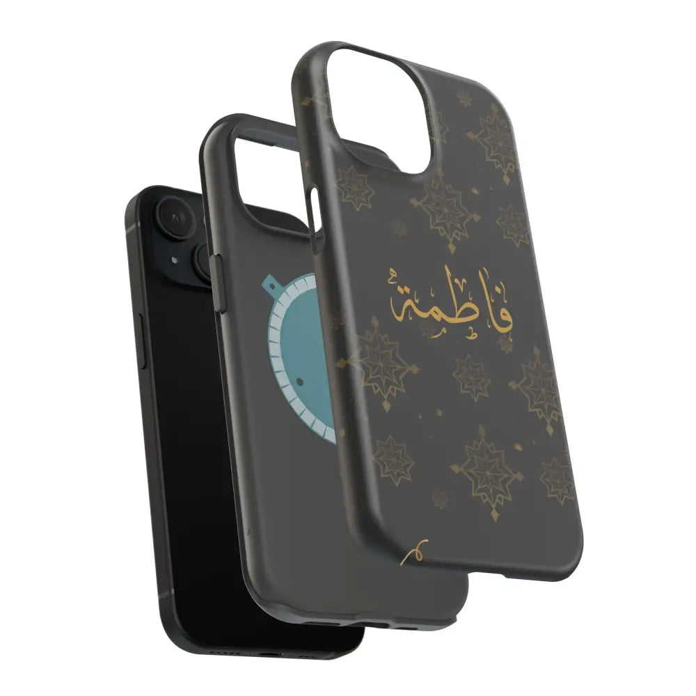 Personalized Arabic Calligraphy - Iphone Magnetic Impact-Resistant Phone Case - Golden Snowflake Design Phone Case