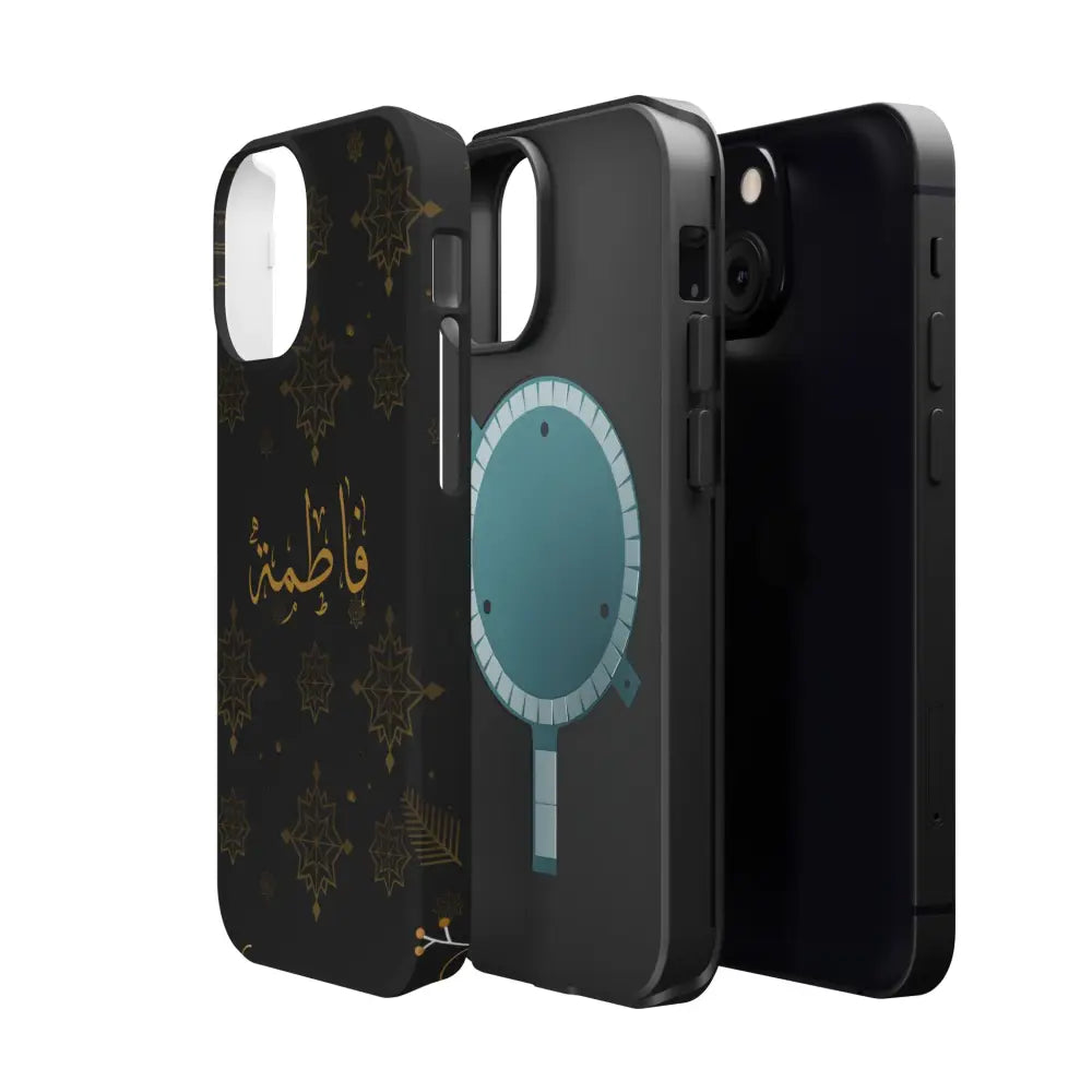 Personalized Arabic Calligraphy - Iphone Magnetic Impact-Resistant Phone Case - Golden Snowflake Design Phone Case