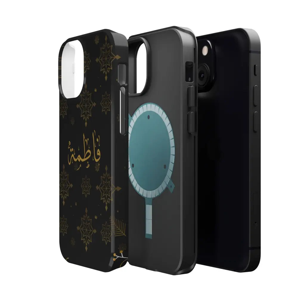 Personalized Arabic Calligraphy - Iphone Magnetic Impact-Resistant Phone Case - Golden Snowflake Design Phone Case