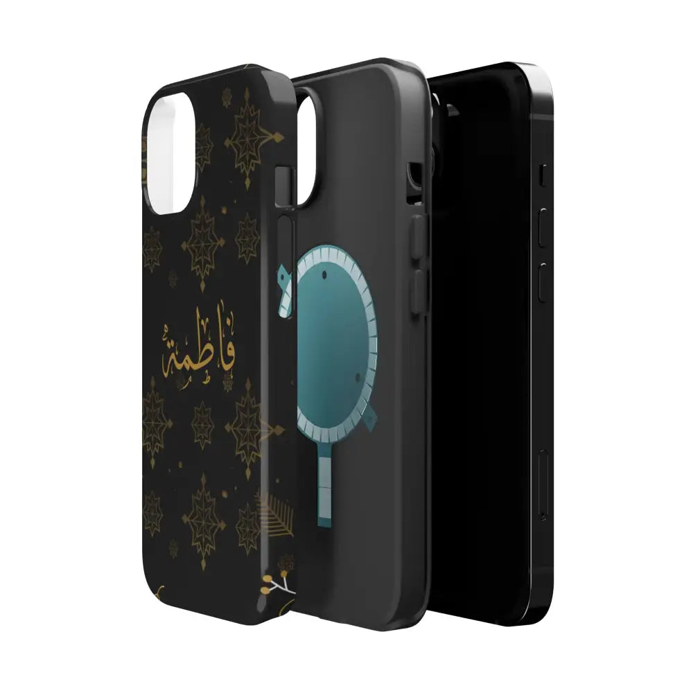 Personalized Arabic Calligraphy - Iphone Magnetic Impact-Resistant Phone Case - Golden Snowflake Design Phone Case