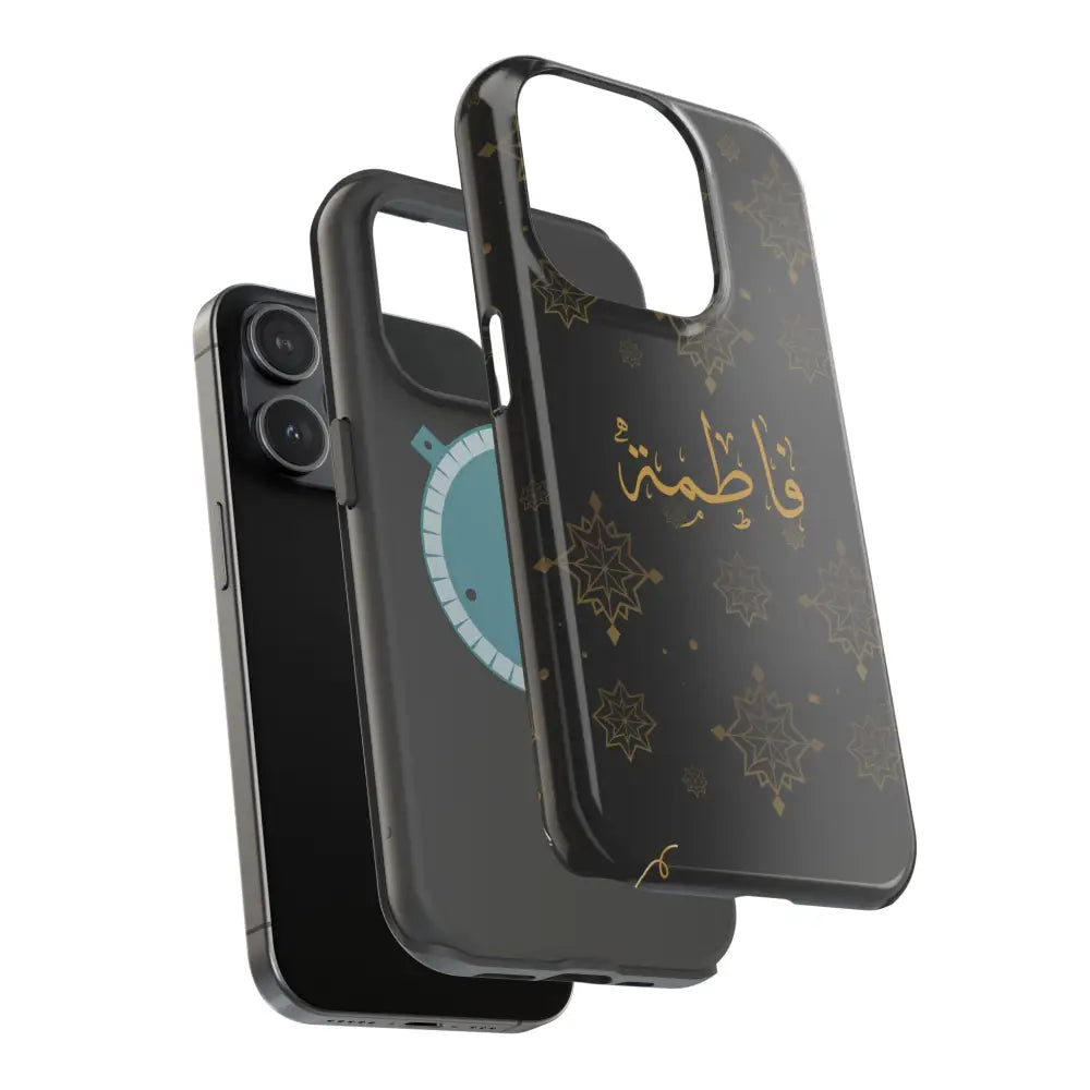 Personalized Arabic Calligraphy - Iphone Magnetic Impact-Resistant Phone Case - Golden Snowflake Design Phone Case