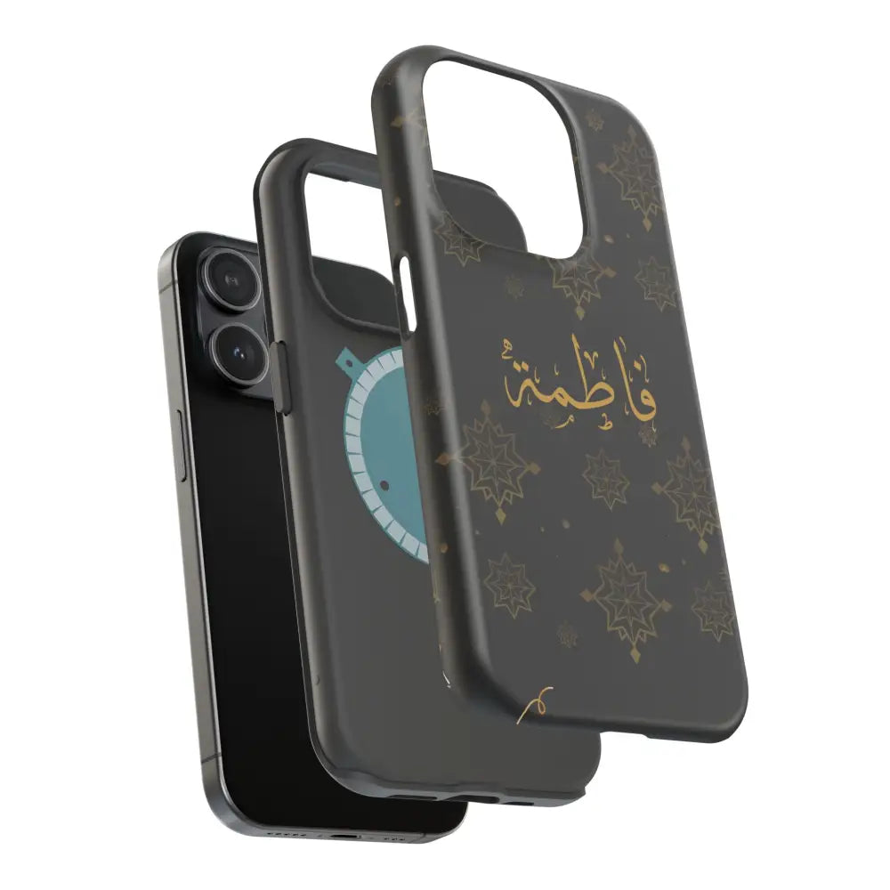 Personalized Arabic Calligraphy - Iphone Magnetic Impact-Resistant Phone Case - Golden Snowflake Design Phone Case