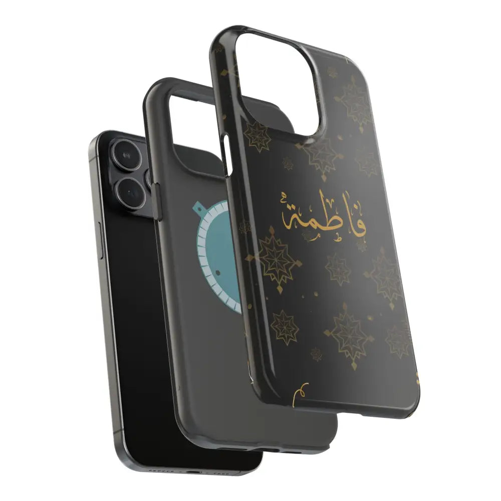 Personalized Arabic Calligraphy - Iphone Magnetic Impact-Resistant Phone Case - Golden Snowflake Design Phone Case