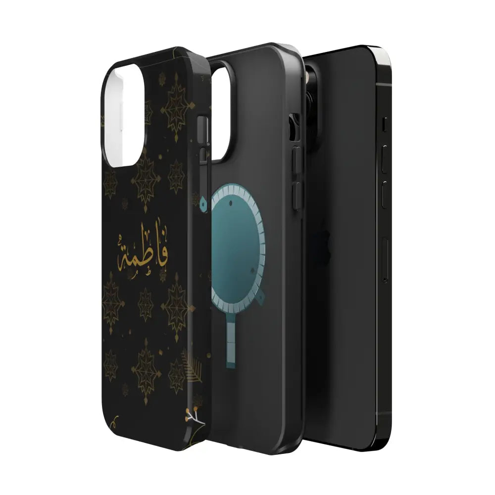 Personalized Arabic Calligraphy - Iphone Magnetic Impact-Resistant Phone Case - Golden Snowflake Design Phone Case