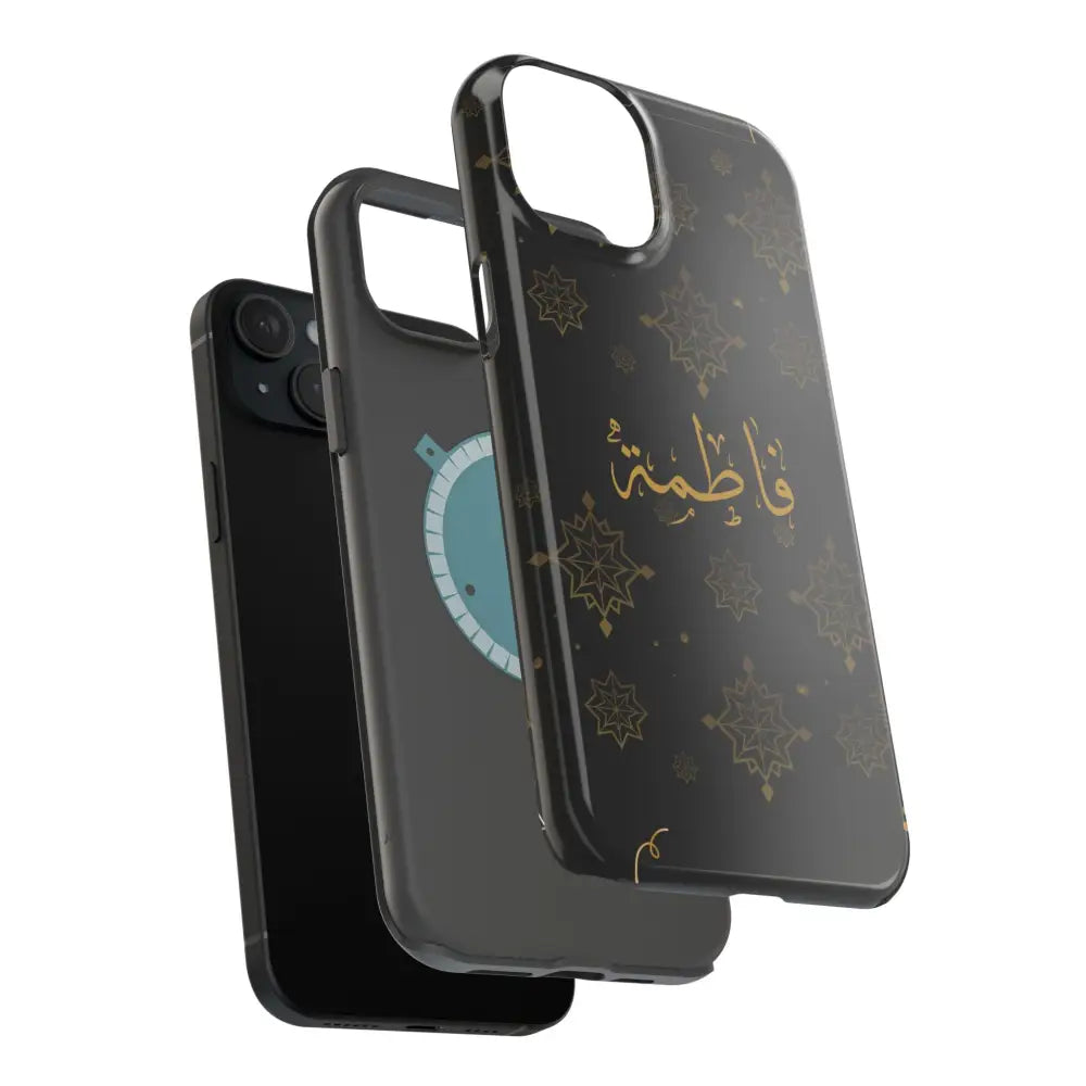 Personalized Arabic Calligraphy - Iphone Magnetic Impact-Resistant Phone Case - Golden Snowflake Design Phone Case