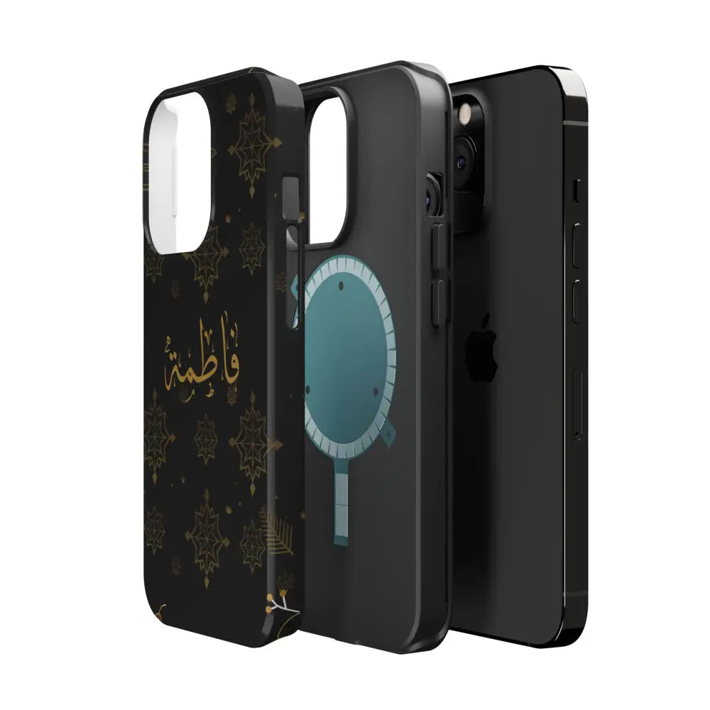 Personalized Arabic Calligraphy - Iphone Magnetic Impact-Resistant Phone Case - Golden Snowflake Design Phone Case