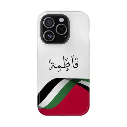 Personalized Arabic Calligraphy - Iphone Magnetic Impact-Resistant Phone Case - Palestine Flag Design iPhone 15 Pro