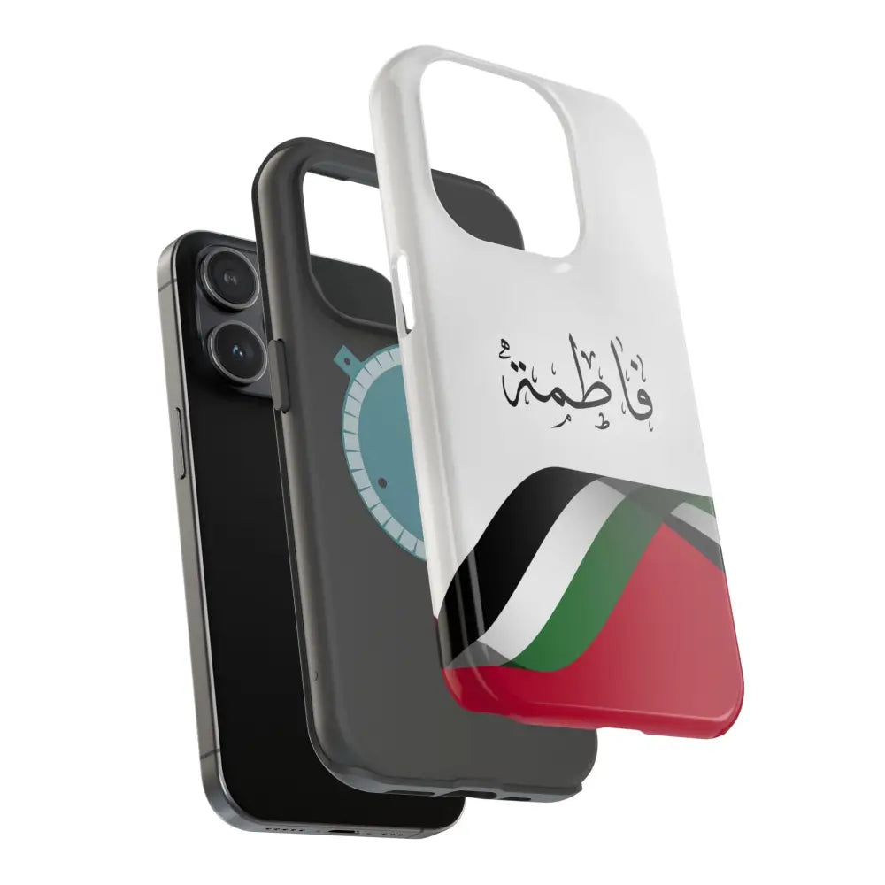 Personalized Arabic Calligraphy - Iphone Magnetic Impact-Resistant Phone Case - Palestine Flag Design Phone Case