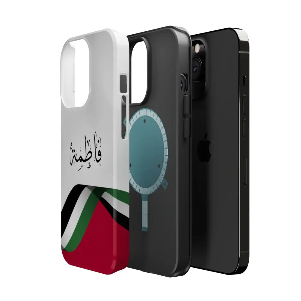 Personalized Arabic Calligraphy - Iphone Magnetic Impact-Resistant Phone Case - Palestine Flag Design Phone Case