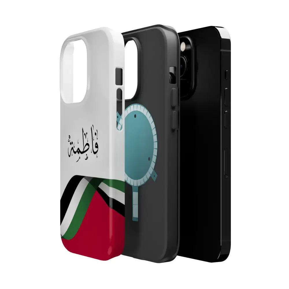 Personalized Arabic Calligraphy - Iphone Magnetic Impact-Resistant Phone Case - Palestine Flag Design Phone Case