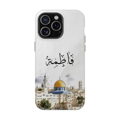 Personalized Arabic Calligraphy - Magnetic Impact-Resistant Phone Case - Jerusalem Design iPhone 15 Pro Max / Glossy